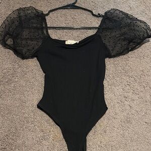 Altar'd State Black Puff Sleeve Bodysuit